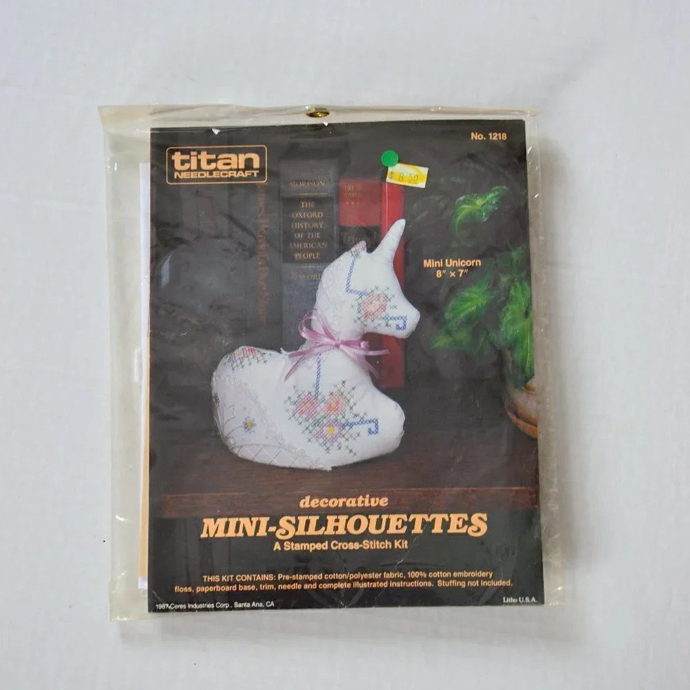 Vtg Cross Stitch Unicorn Kit